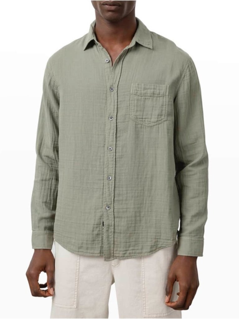 Rails Owens Button Down Shirt Size Small Olive Green Lightweight Cotton Gauze